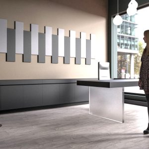 Spatiu de birou decorat cu panouri acoustice din Pet Felt Panou acustic LineaPlus 80x20x0.8