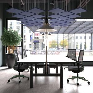 Panou acustic PETfelt tavan Square T, 40x40x1.2 diverse culori sin spatiu de lucru