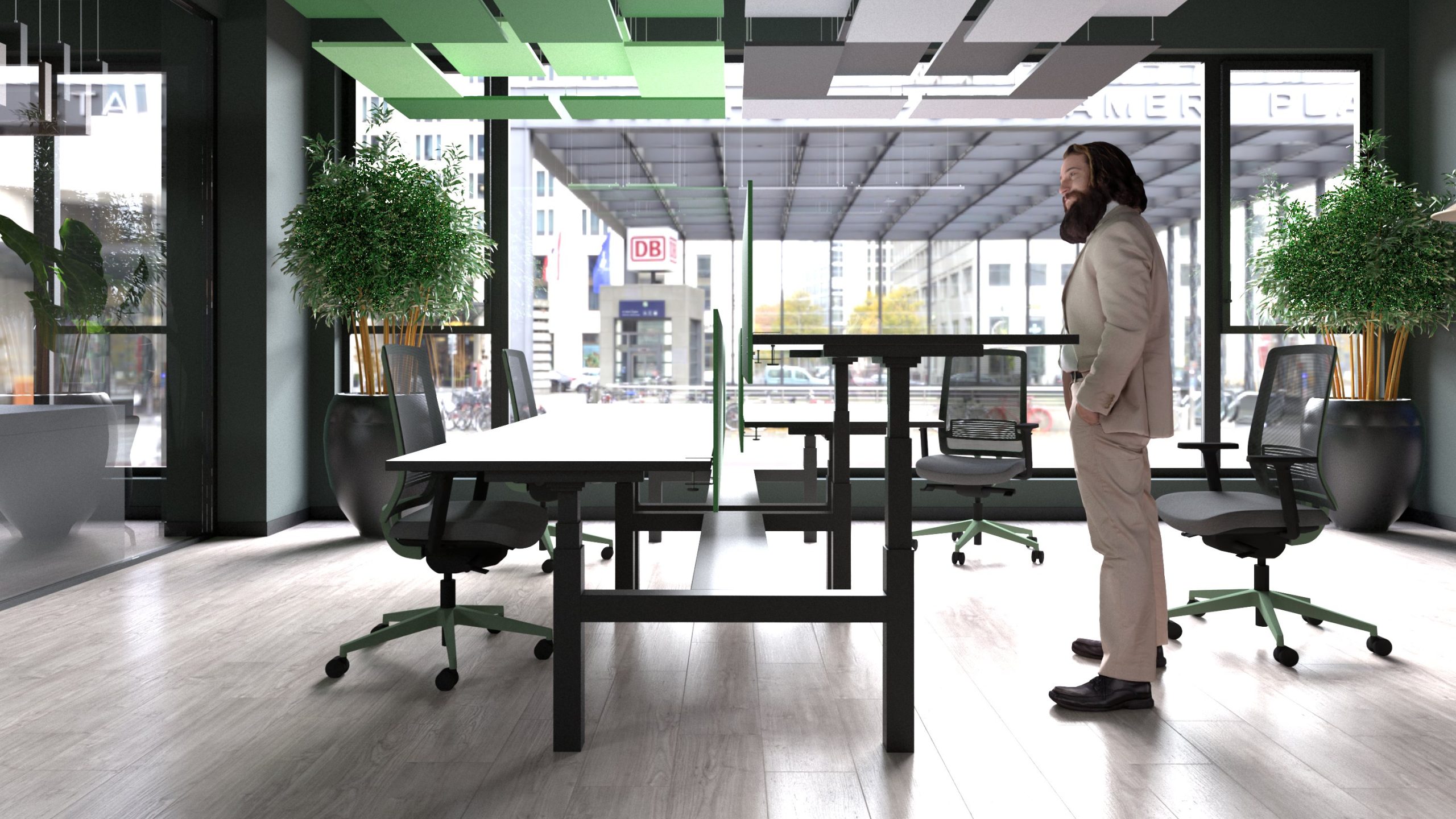 Separator acustic Petfelt Linea Desk M -1 Separator acustic Petfelt Linea Desk M in open space