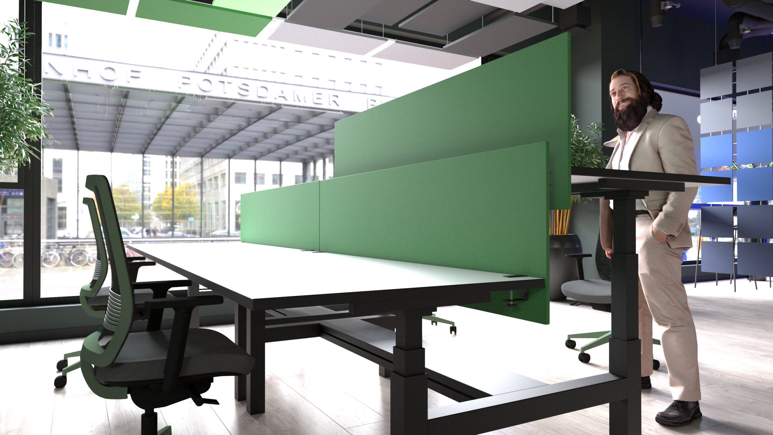 Separator acustic Petfelt Linea Desk M- 2 Separator acustic Petfelt Linea Desk M montat pe birou